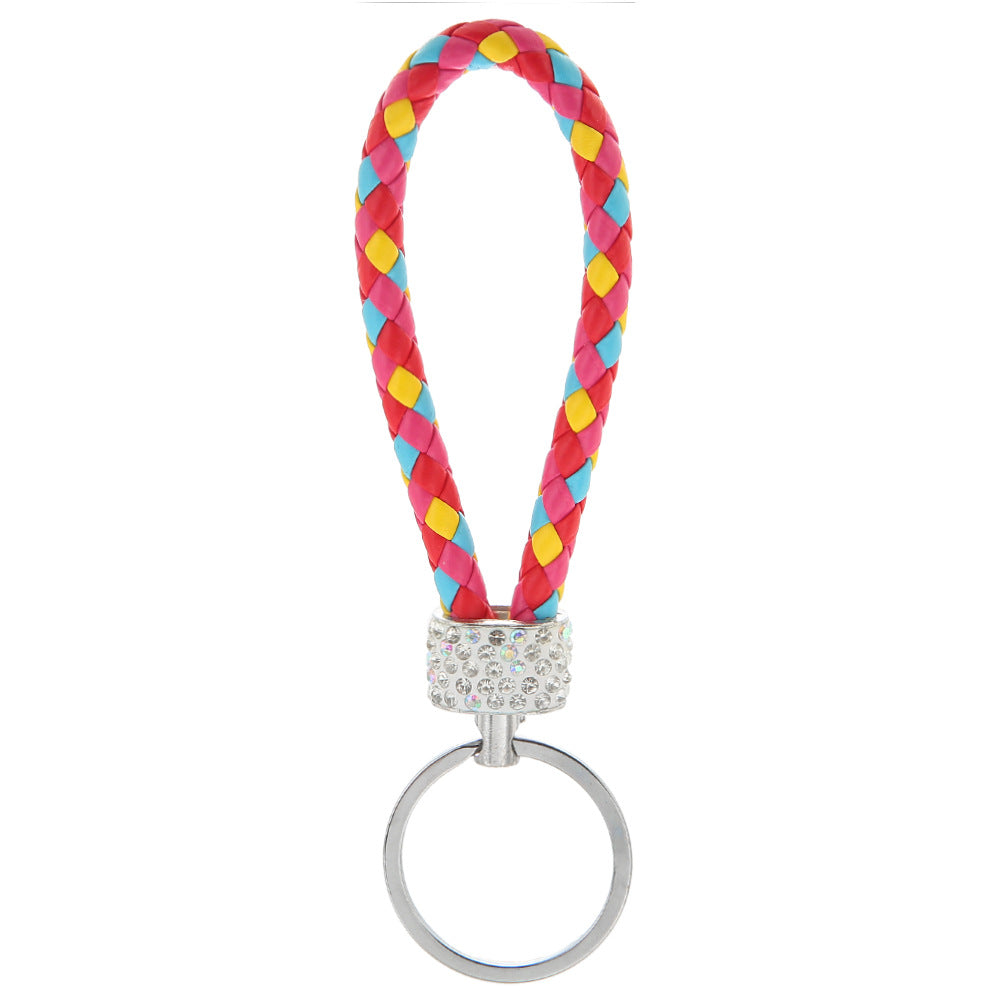 Wholesale Braided Color Leather Rope Keychain